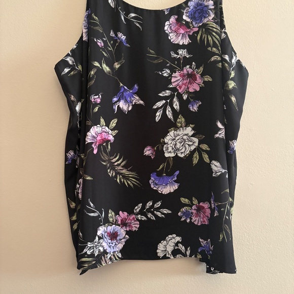 Reitmans Black Floral Print Spaghetti Strap Double Lined Blouse - Picture 14 of 14